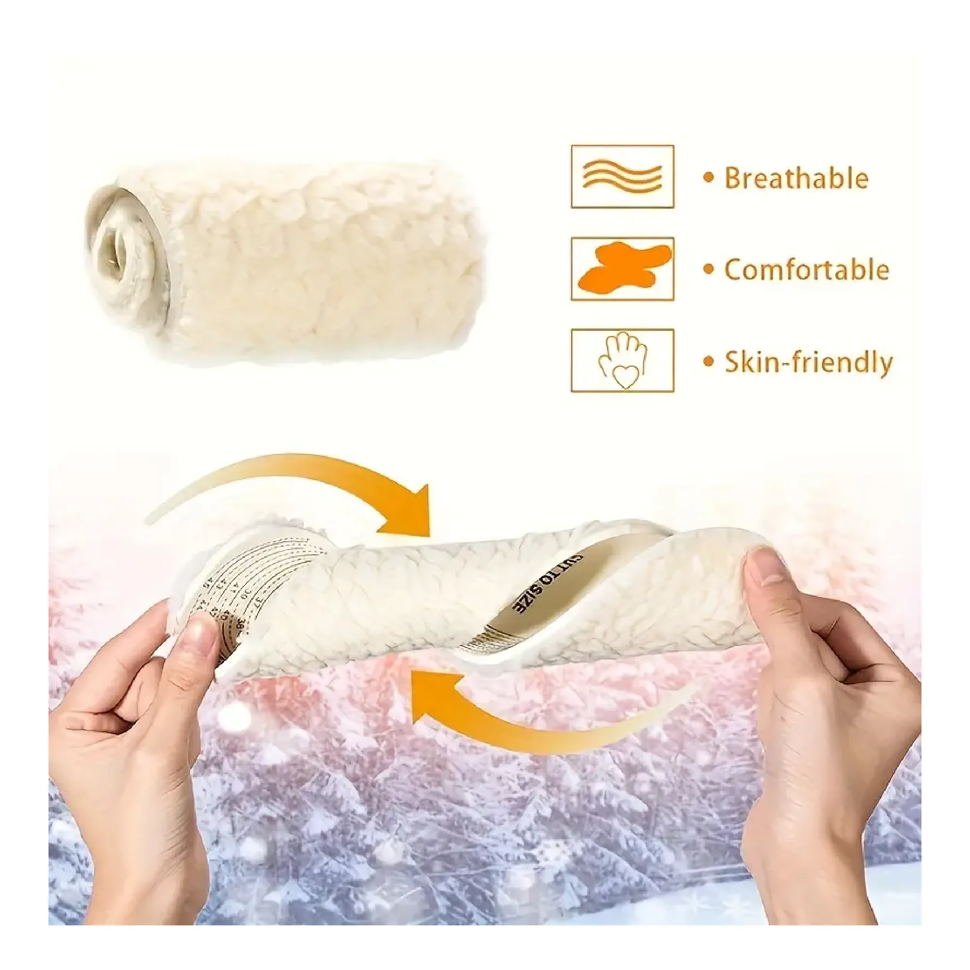 1pc Cuttable Faux Lambswool Latex Insoles, Cuttable Fitted Insoles, Warm Lambswool Soles, Fluffy Cosy Lambswool Winter Insoles