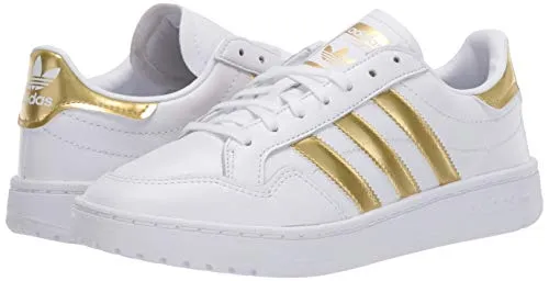 adidas Originals Women's Team Court Sneaker, FTWR White/Gold met./FTWR White, 11 M US