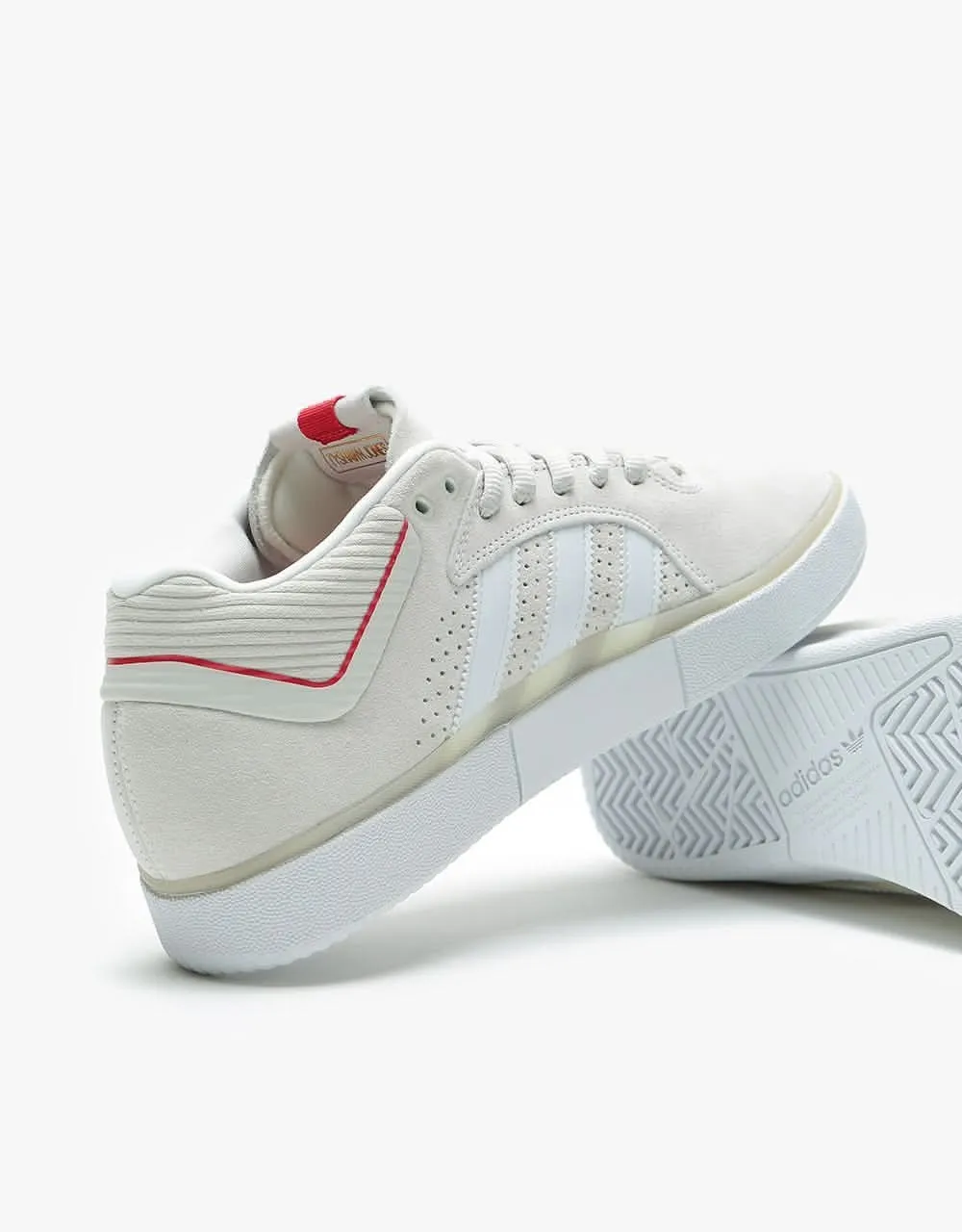 adidas x Thrasher Tyshawn Skate Shoes - White/Scarlet/Gold Metallic