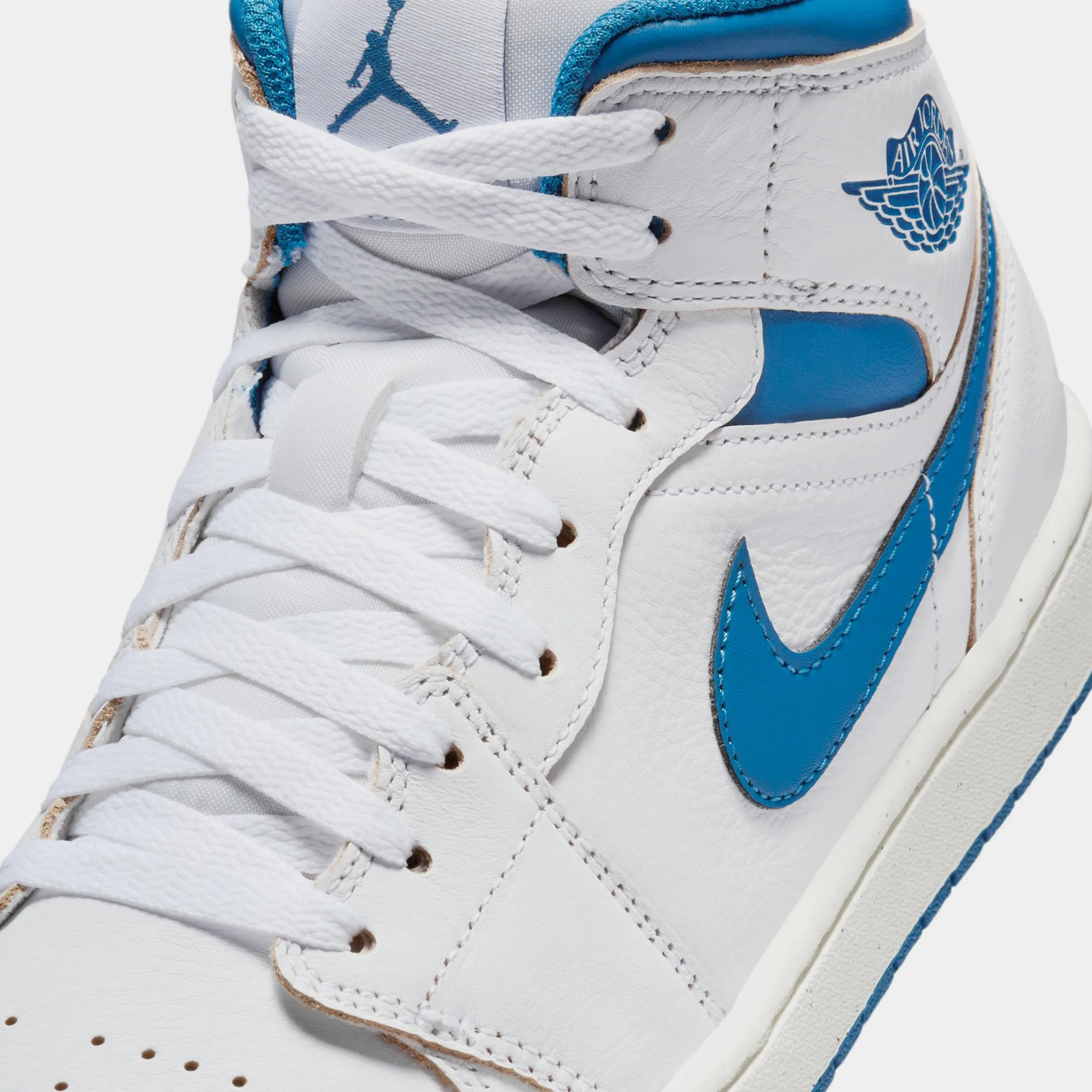 Air Jordan 1 Mid SE Industrial Blue Mens Lifestyle Shoes (White/Industrial Blue/Sail)