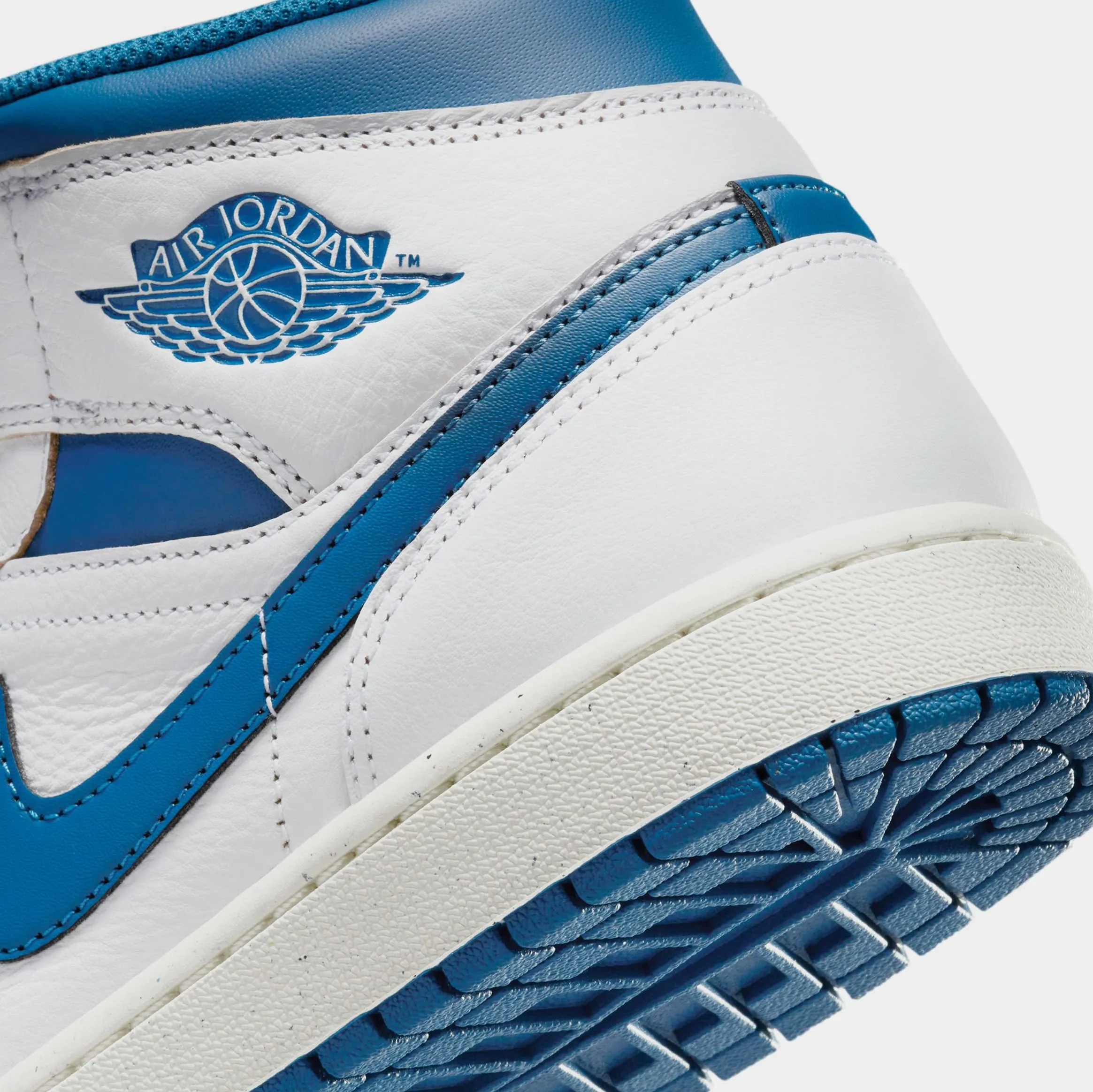 Air Jordan 1 Mid SE Industrial Blue Mens Lifestyle Shoes (White/Industrial Blue/Sail)