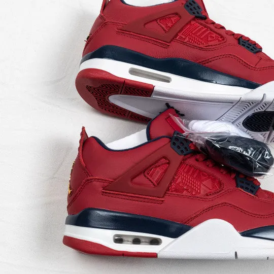 Air Jordan 4 SE FIBA Gym Red/White-Metallic Gold-Obsidian