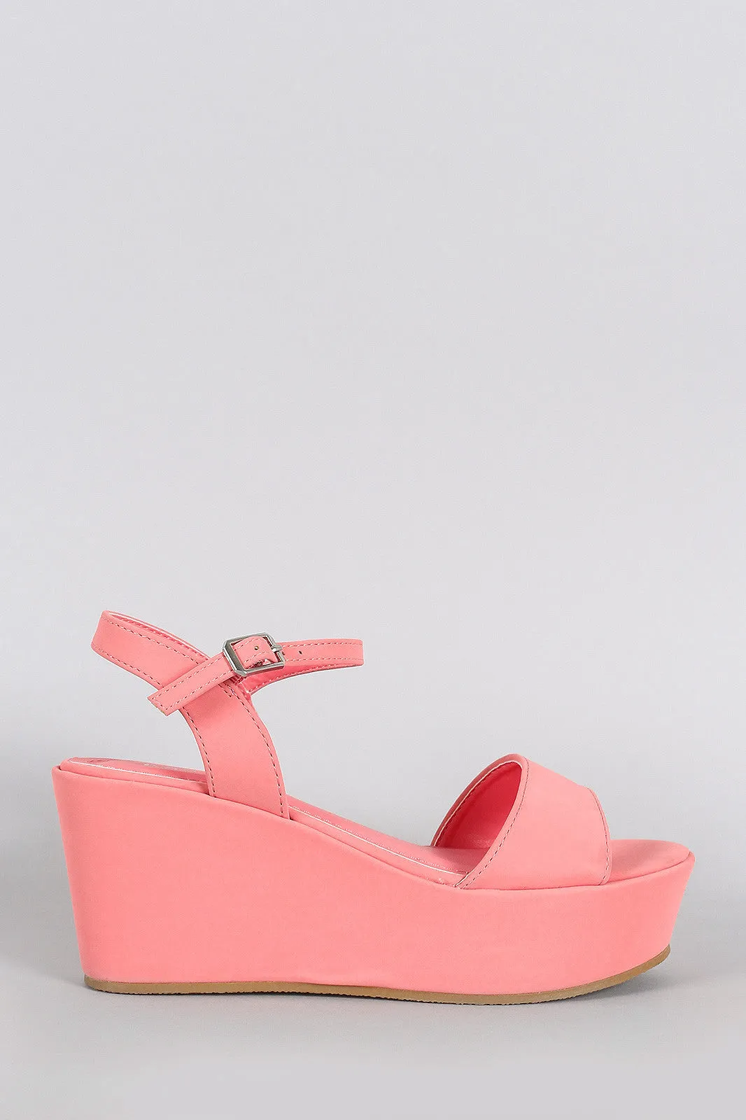 Bamboo Nubuck Open Toe Platform Wedge