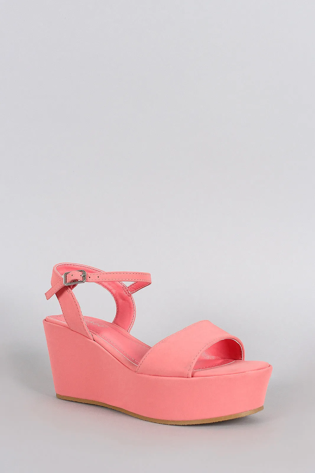 Bamboo Nubuck Open Toe Platform Wedge