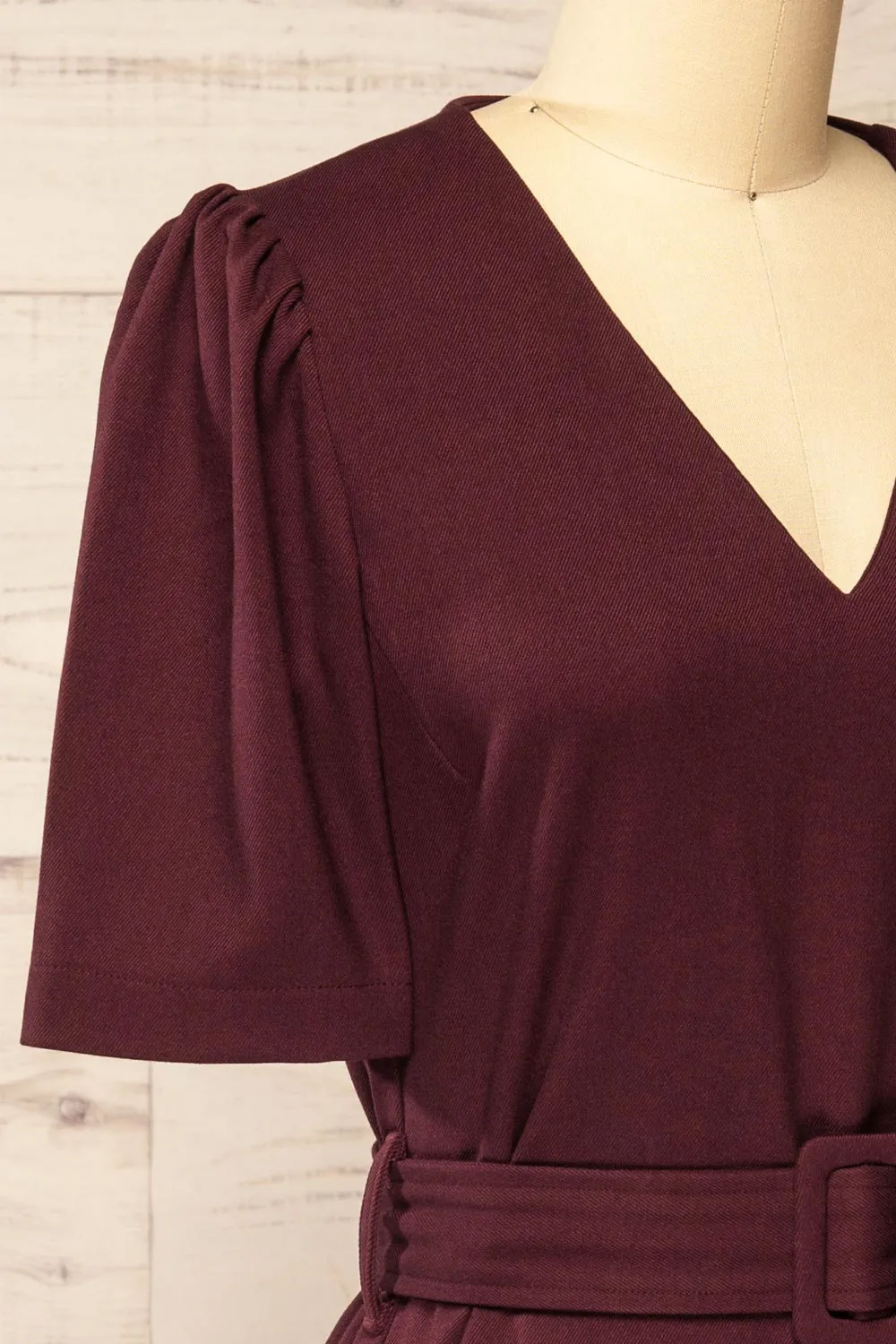 Bangkok Burgundy | Short A-Line Dress w/ Belt