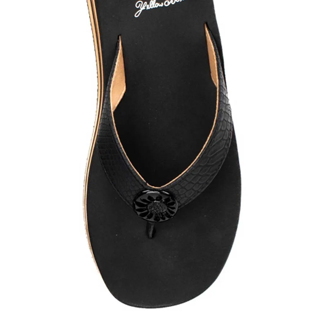 Black and Brown Wedge Flip Flop | Yellow Box - Kaija