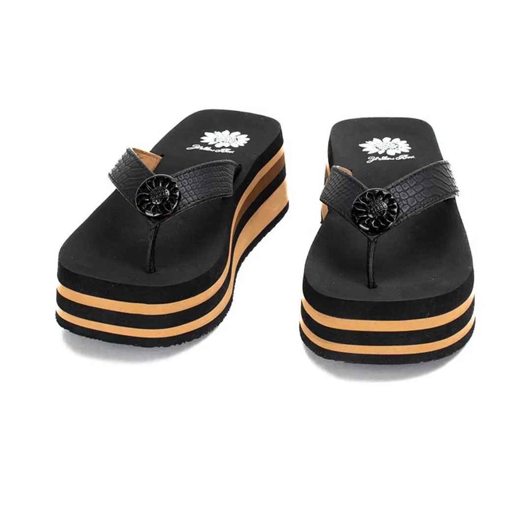 Black and Brown Wedge Flip Flop | Yellow Box - Kaija