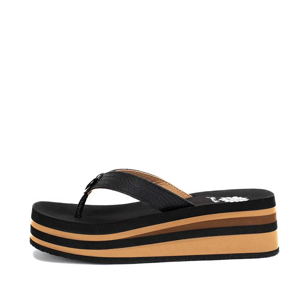 Black and Brown Wedge Flip Flop | Yellow Box - Kaija