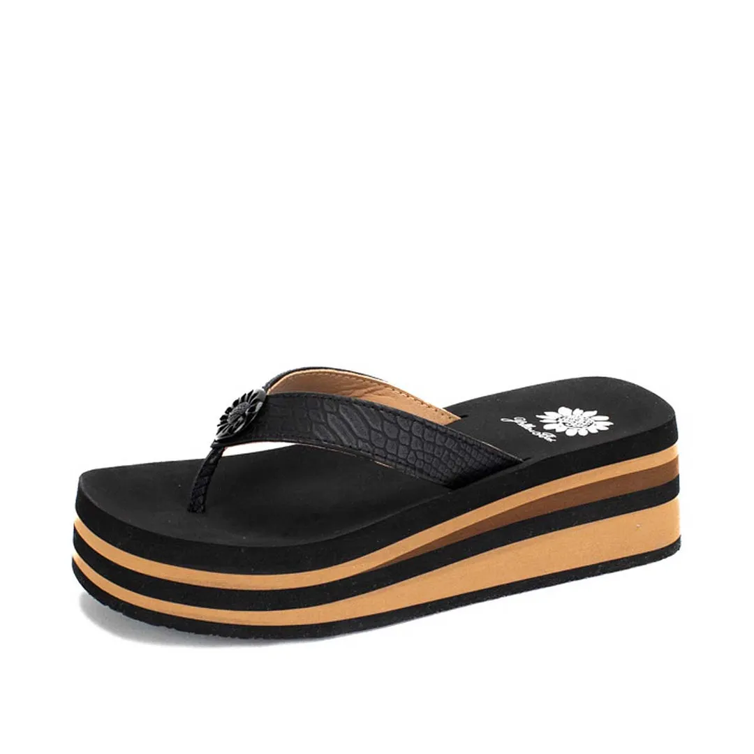 Black and Brown Wedge Flip Flop | Yellow Box - Kaija