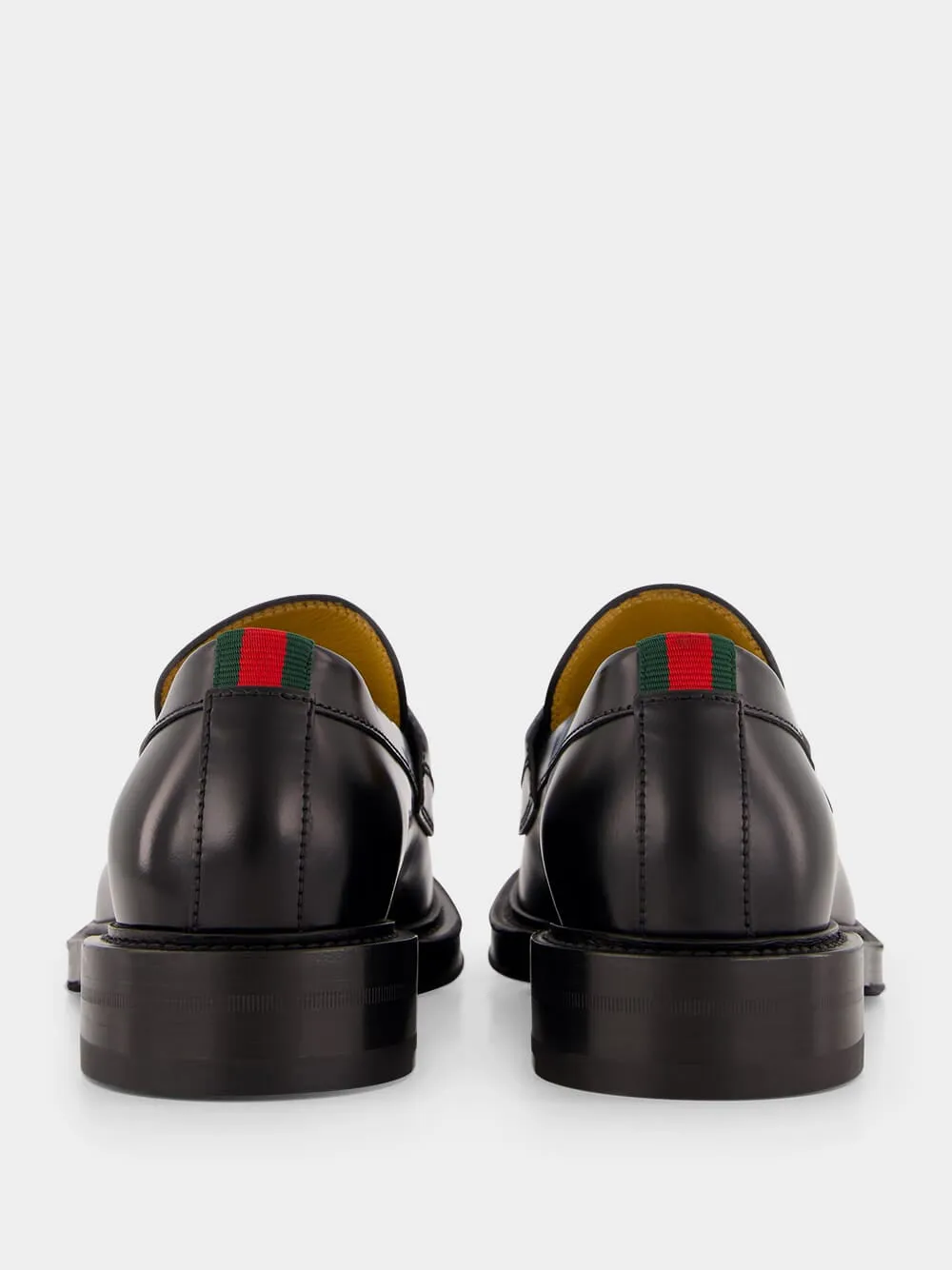 Black Leather Loafers with Web