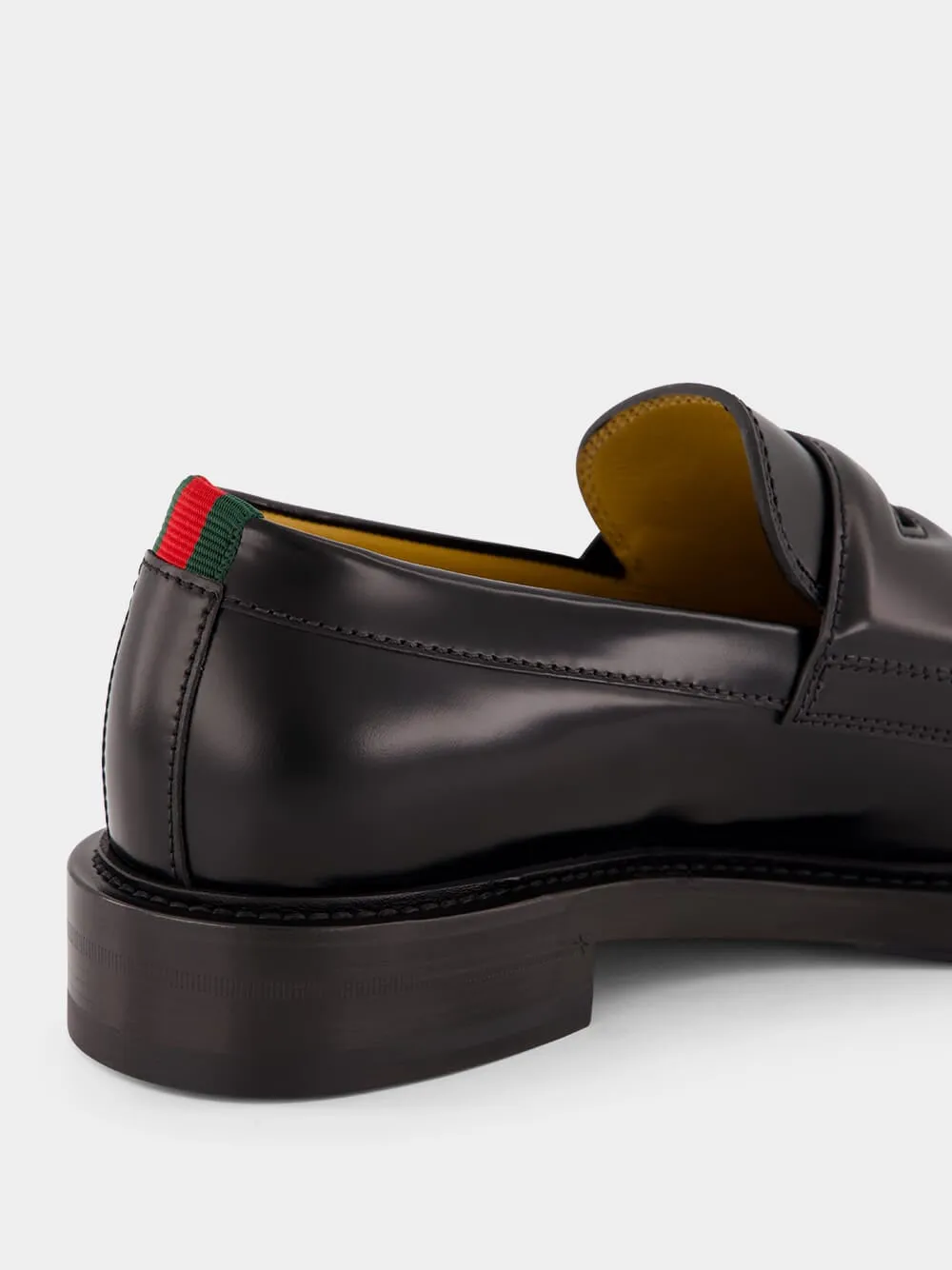 Black Leather Loafers with Web