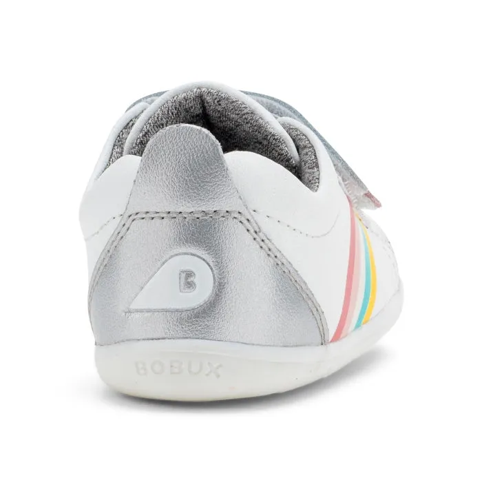 Bobux Step Up Grass Court Trainer 728932 White Silver Rainbow