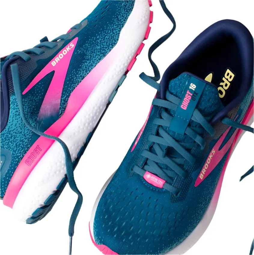 Brooks Womens Trainer Ghost 16 GTX Moroccan Blue/Pink/Yellow