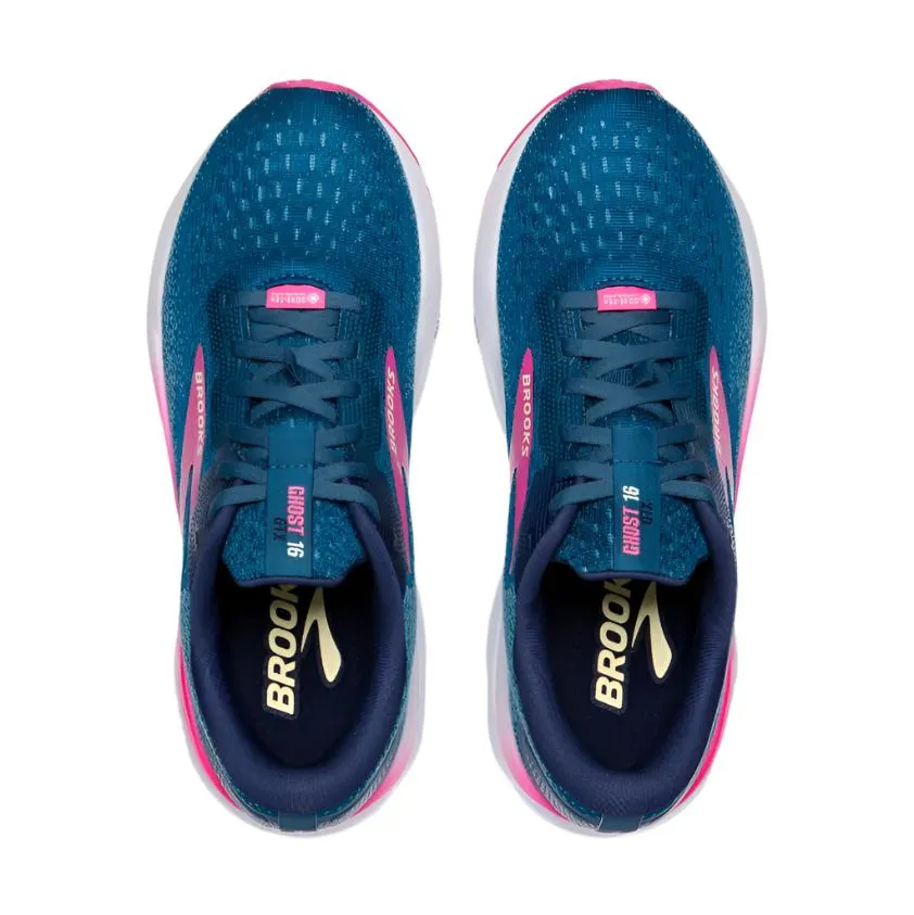 Brooks Womens Trainer Ghost 16 GTX Moroccan Blue/Pink/Yellow