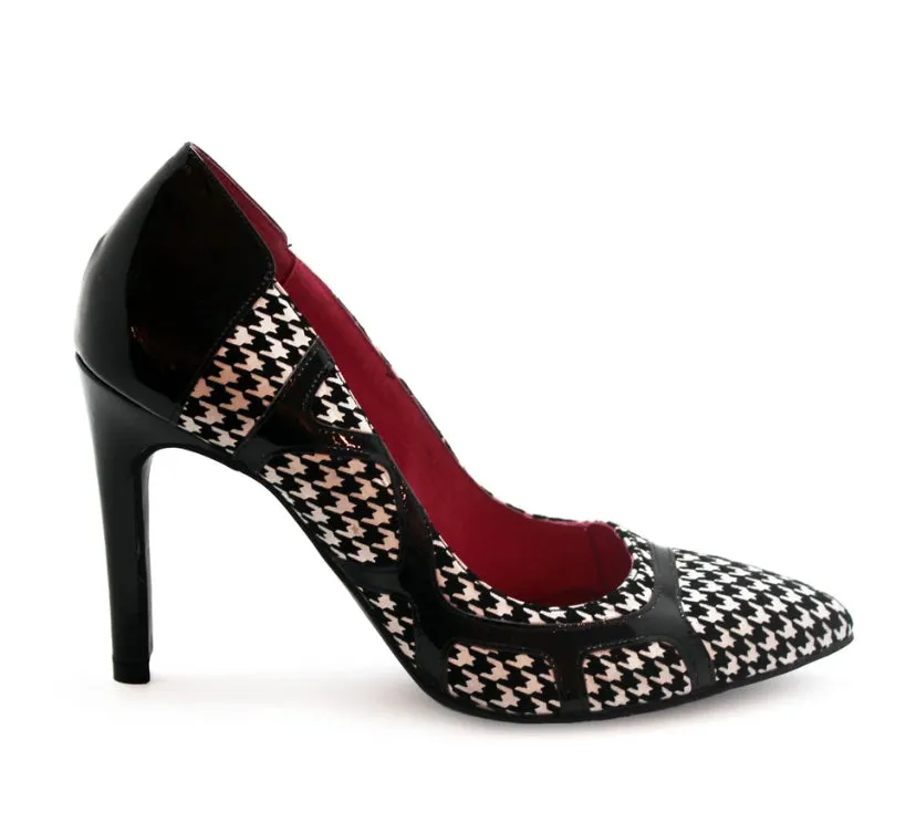Chanii B "Prisom" Blk/Wht Houndstooth High Heel