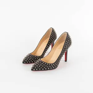 Christian Louboutin Grey Silver Studded Heeled Shoes