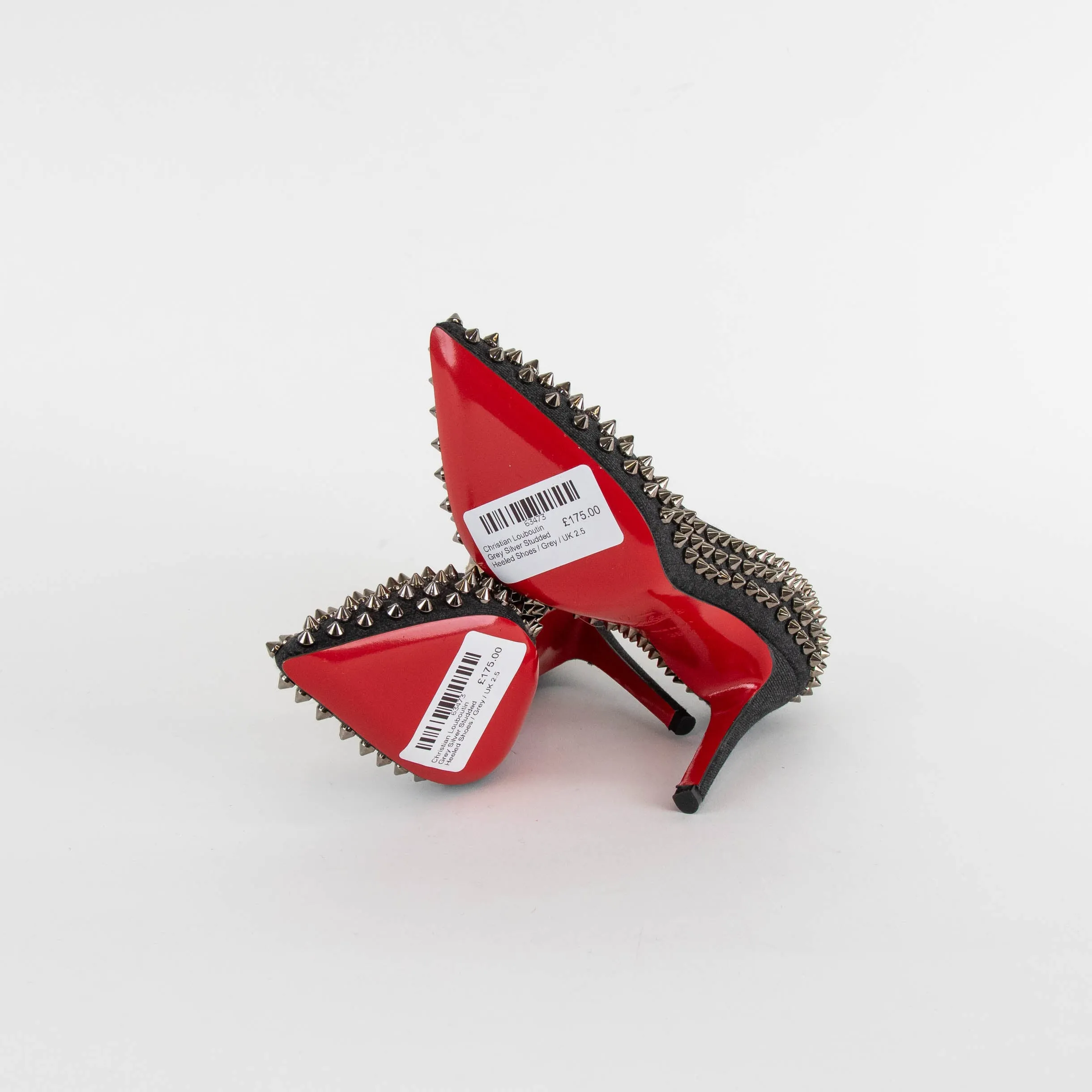 Christian Louboutin Grey Silver Studded Heeled Shoes