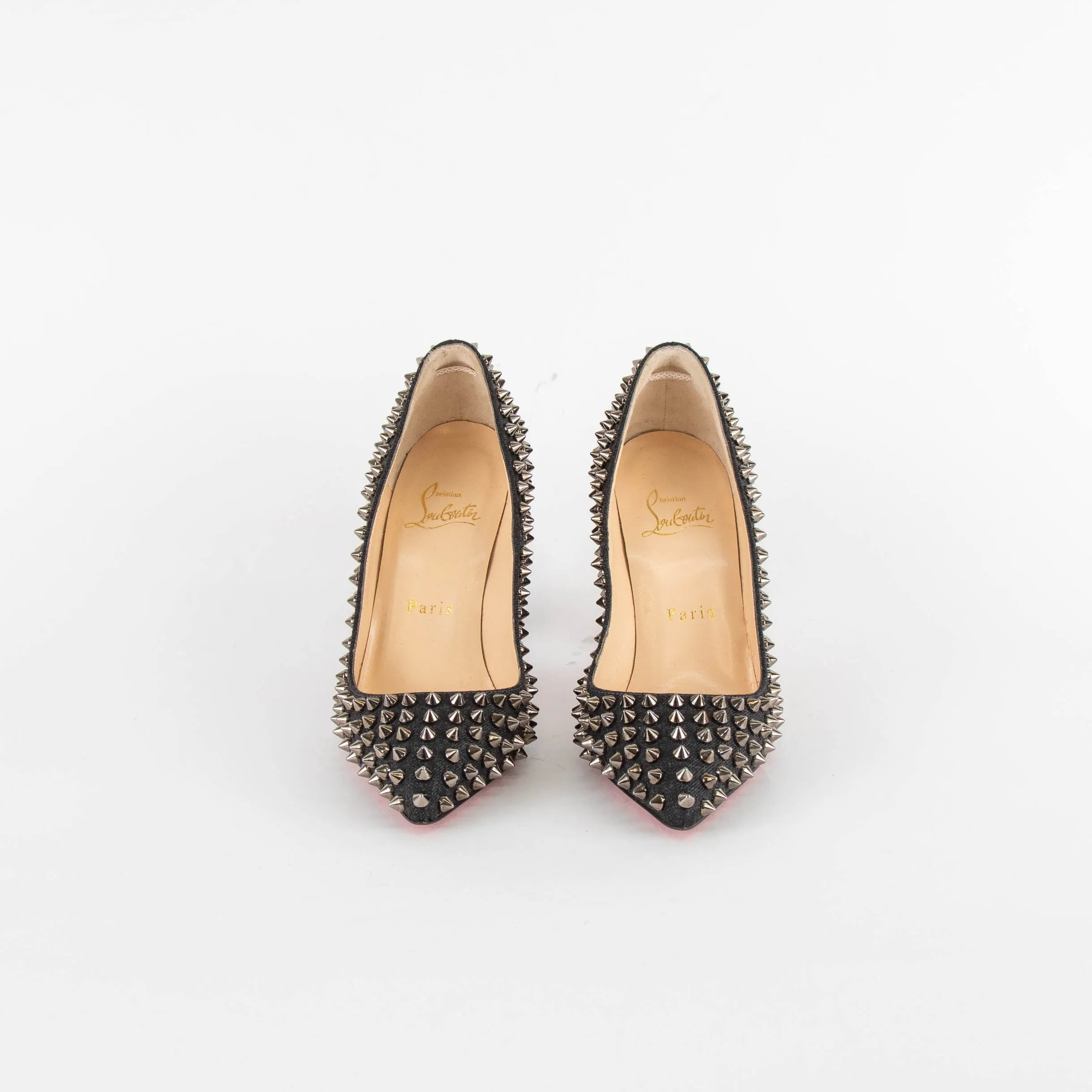 Christian Louboutin Grey Silver Studded Heeled Shoes