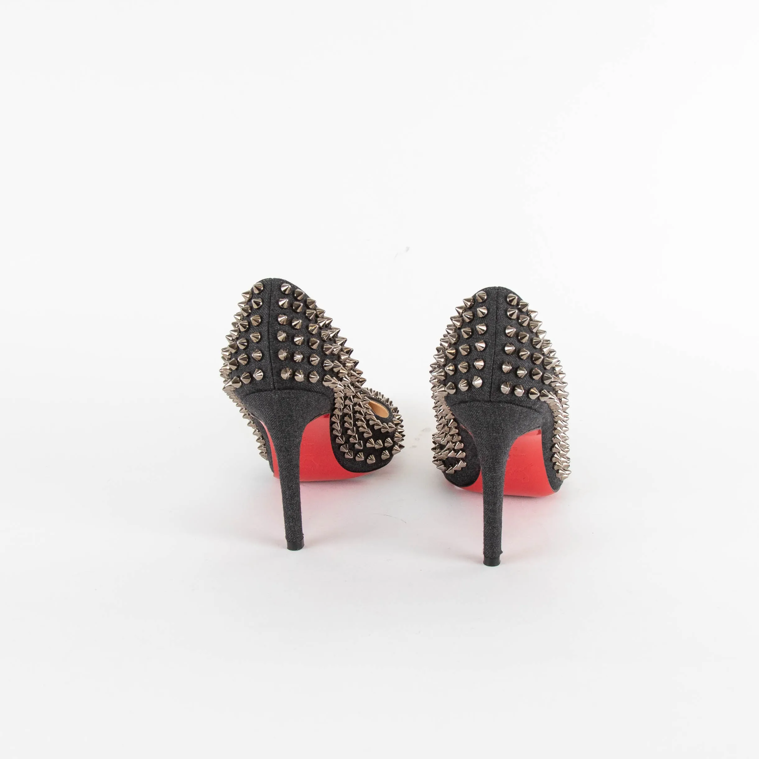 Christian Louboutin Grey Silver Studded Heeled Shoes