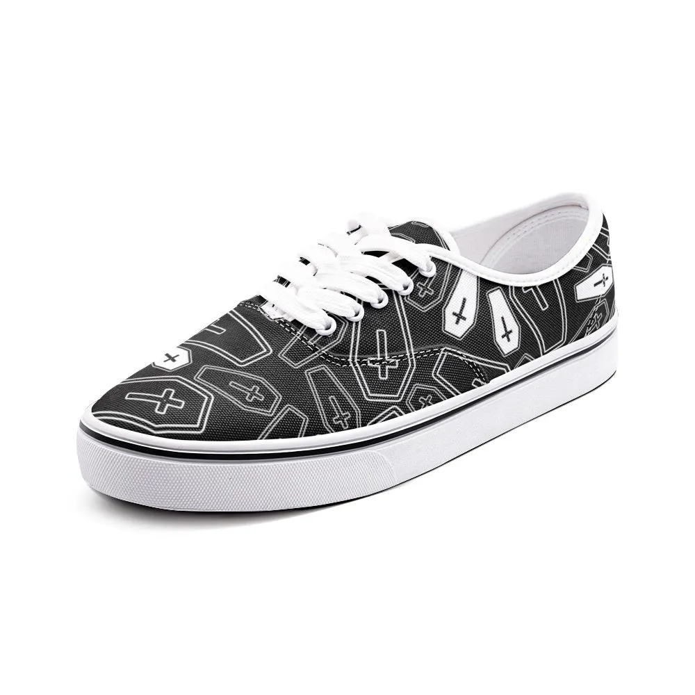 Coffin Print Unisex Canvas Shoes Fashion Low Cut Loafer Sneakers