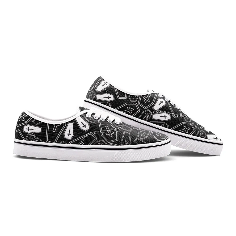 Coffin Print Unisex Canvas Shoes Fashion Low Cut Loafer Sneakers