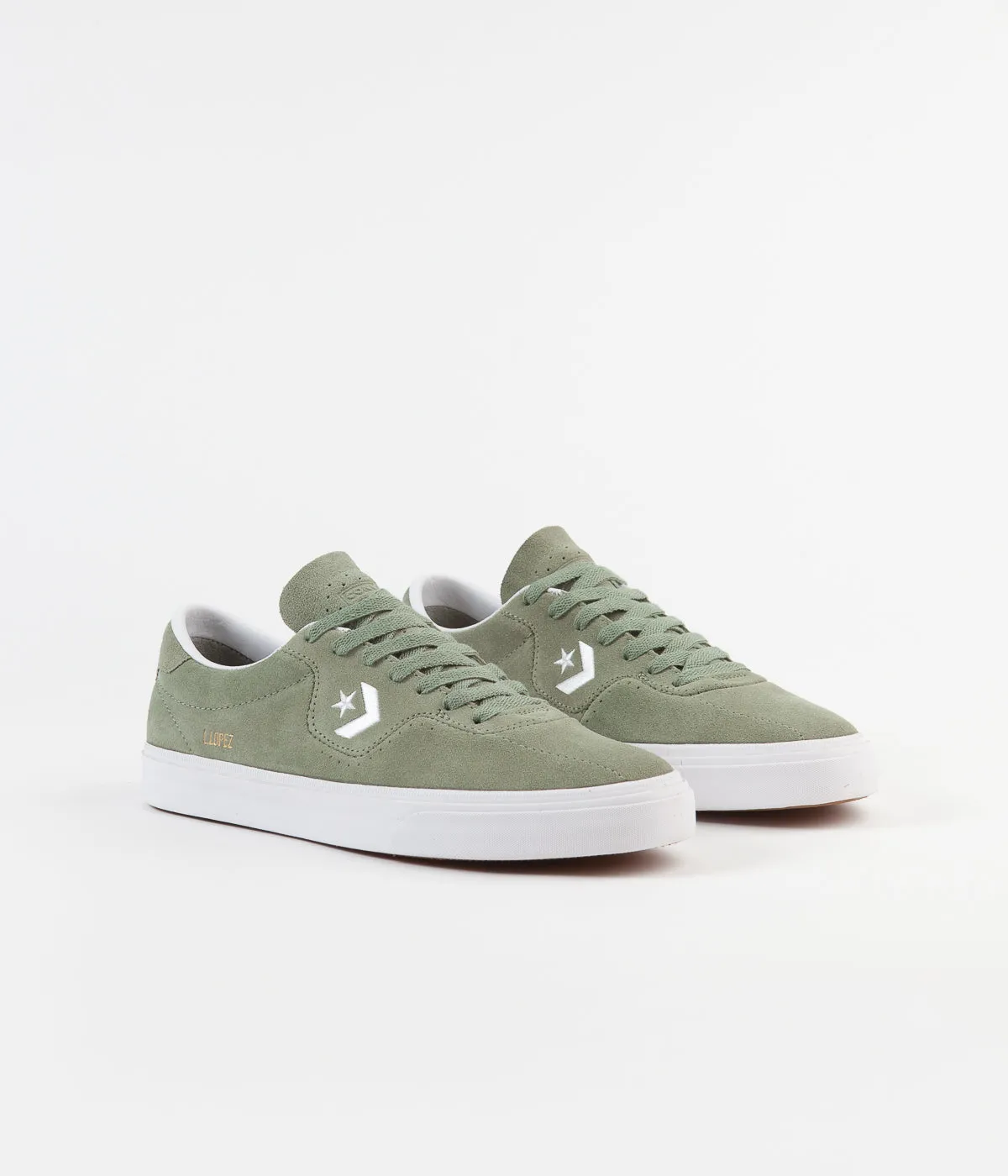 Converse Louie Lopez Pro Ox Classic Suede Shoes - Jade Stone / White / White