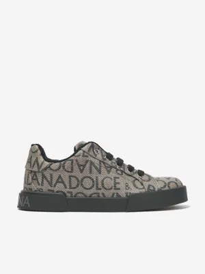 Dolce & Gabbana Kids Logo Trainers in Beige