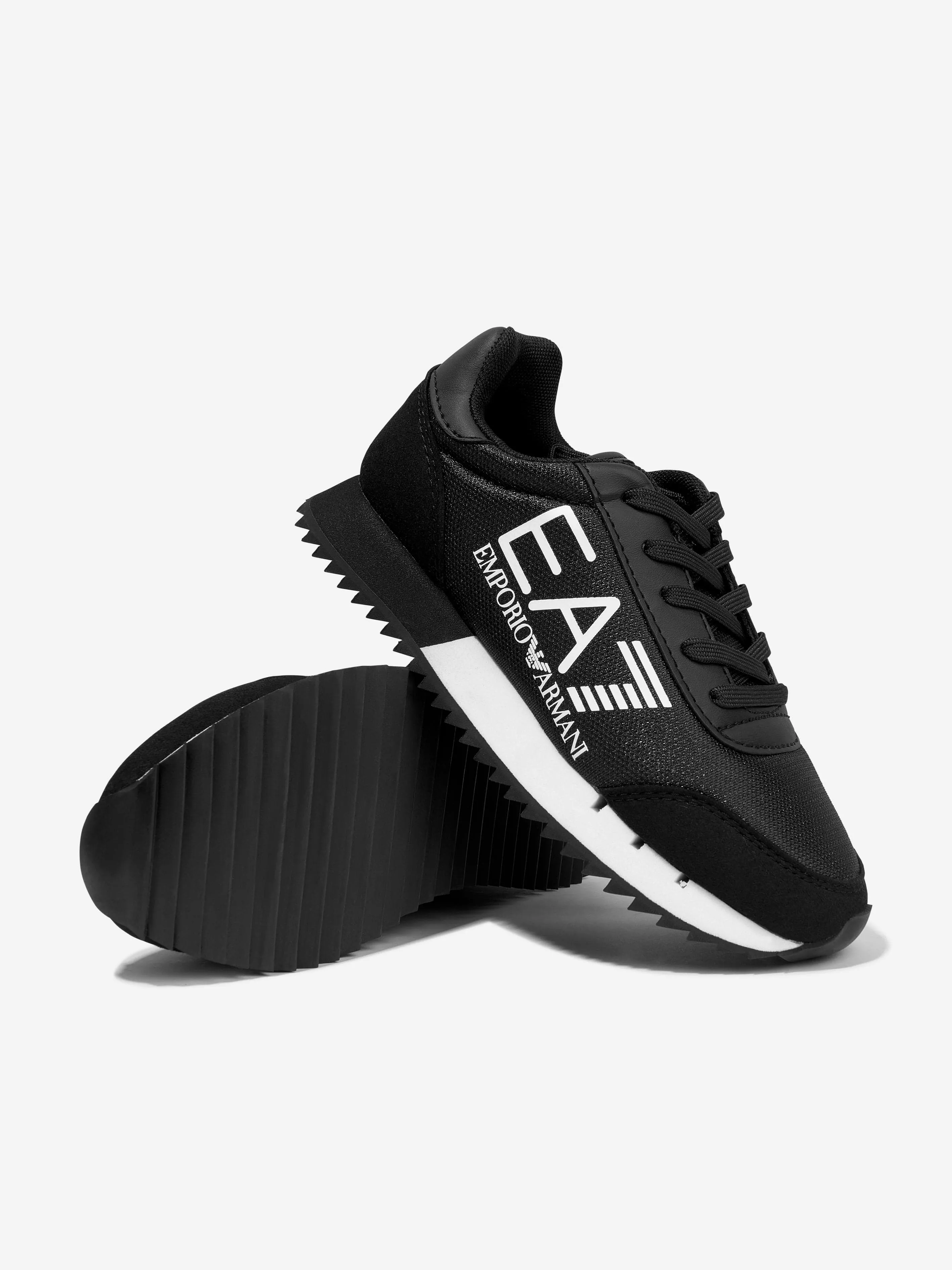 EA7 Emporio Armani Kids Logo Lace Up Trainers in Black