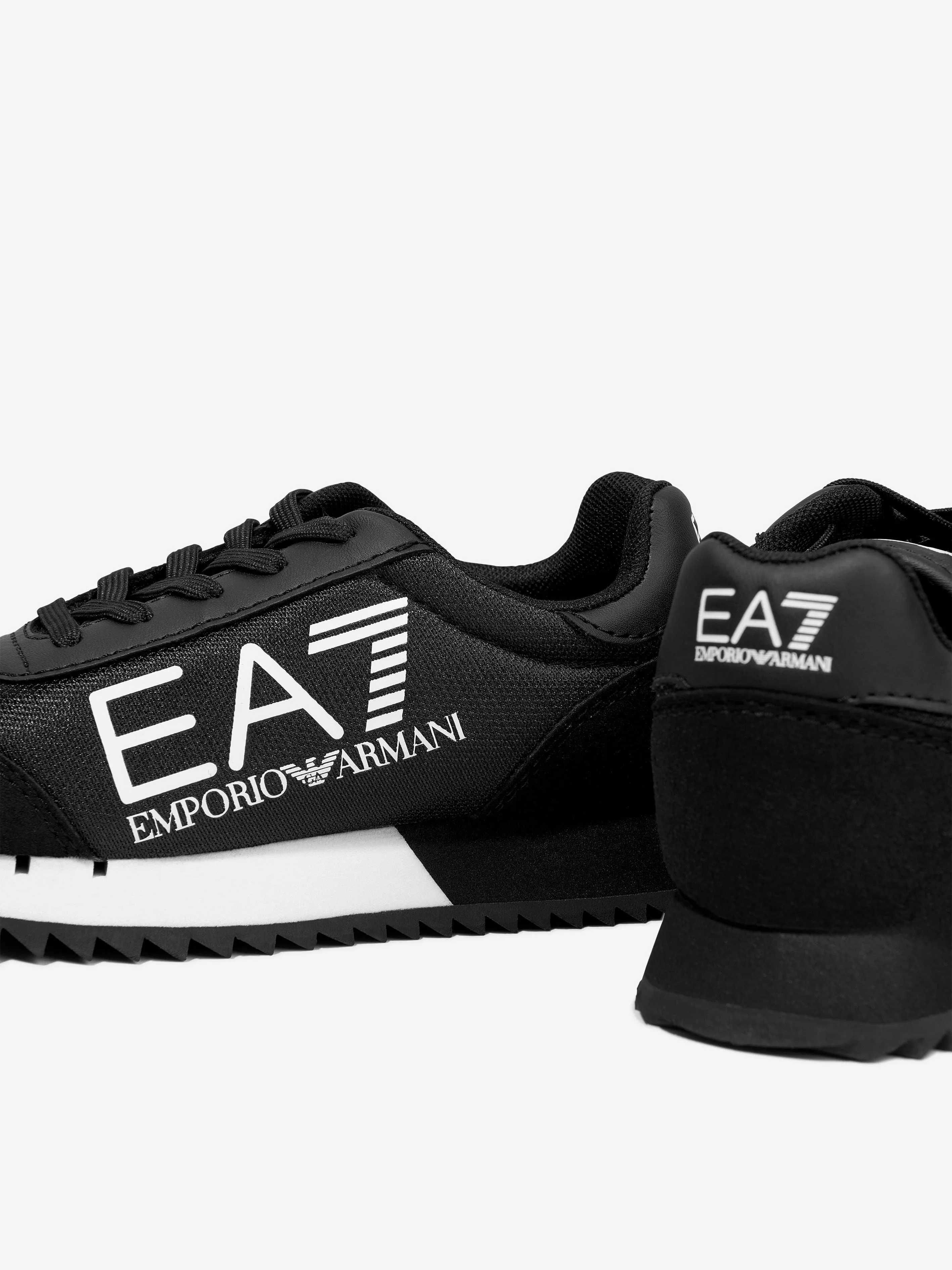 EA7 Emporio Armani Kids Logo Lace Up Trainers in Black