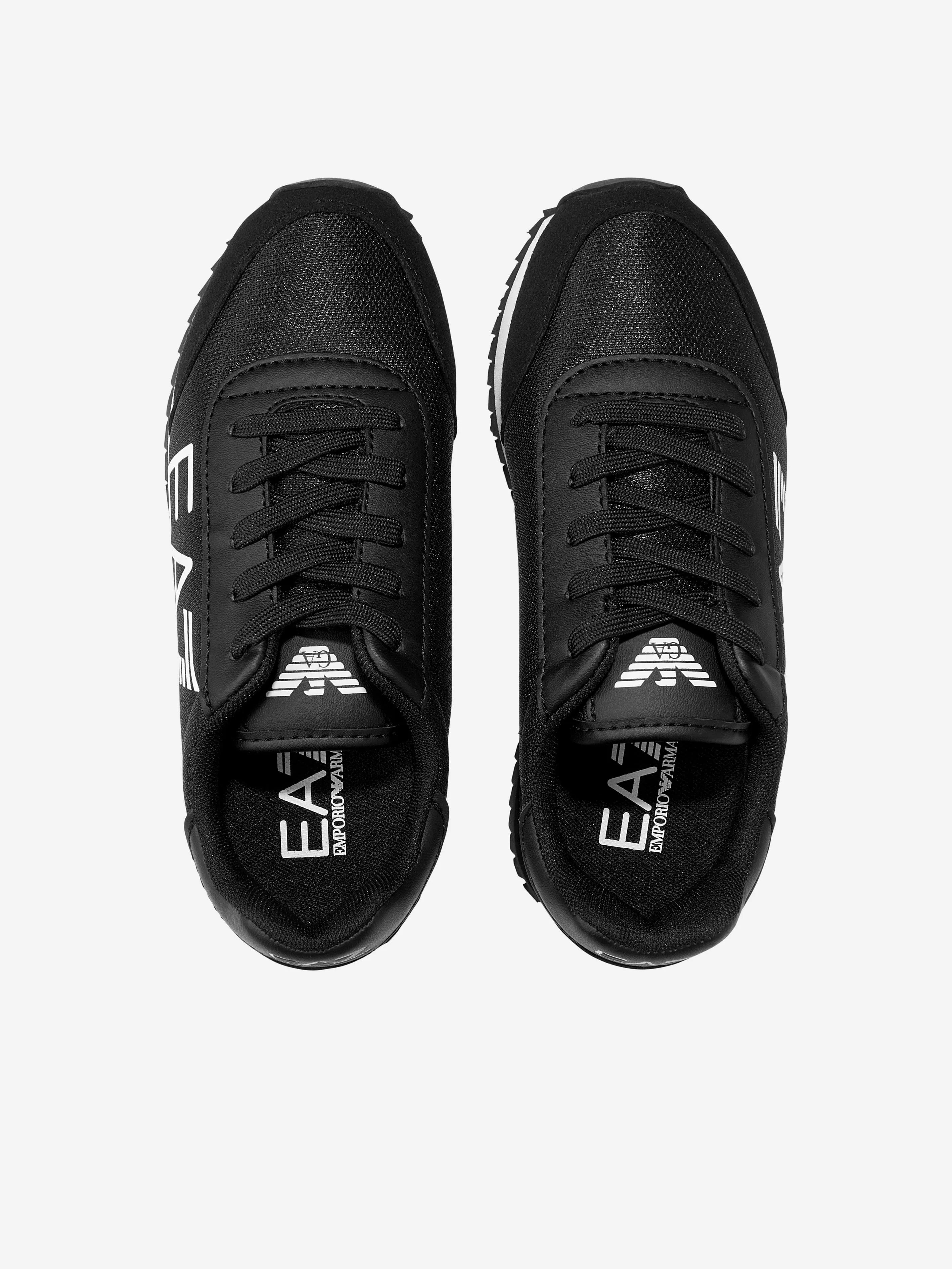 EA7 Emporio Armani Kids Logo Lace Up Trainers in Black