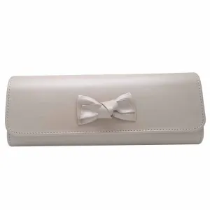 Emis Womens Beige Leather Bow Detail Clutch Bag - T20 7705 Beige