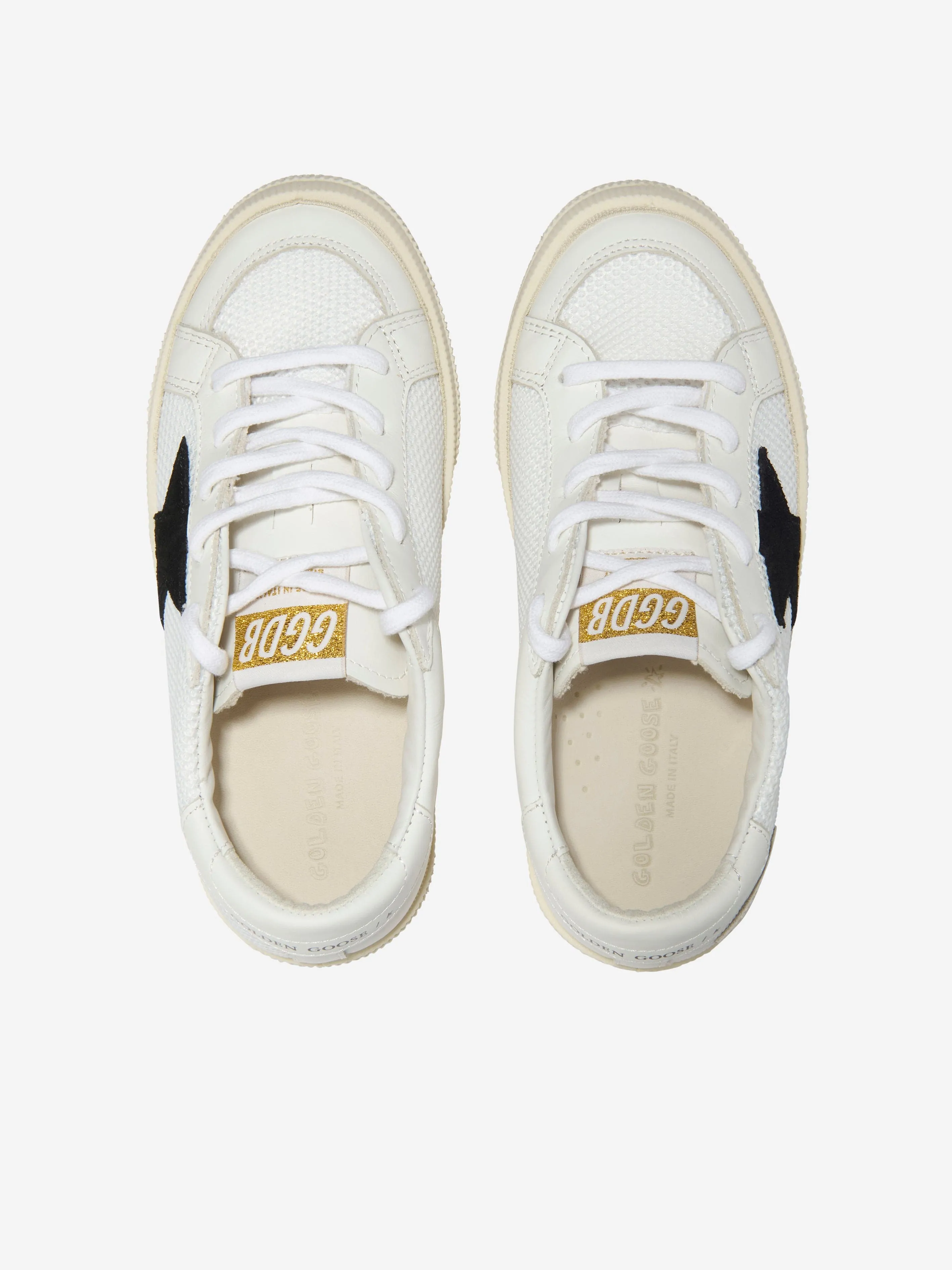 Golden Goose Kids May Net And Leather Star Trainers in White