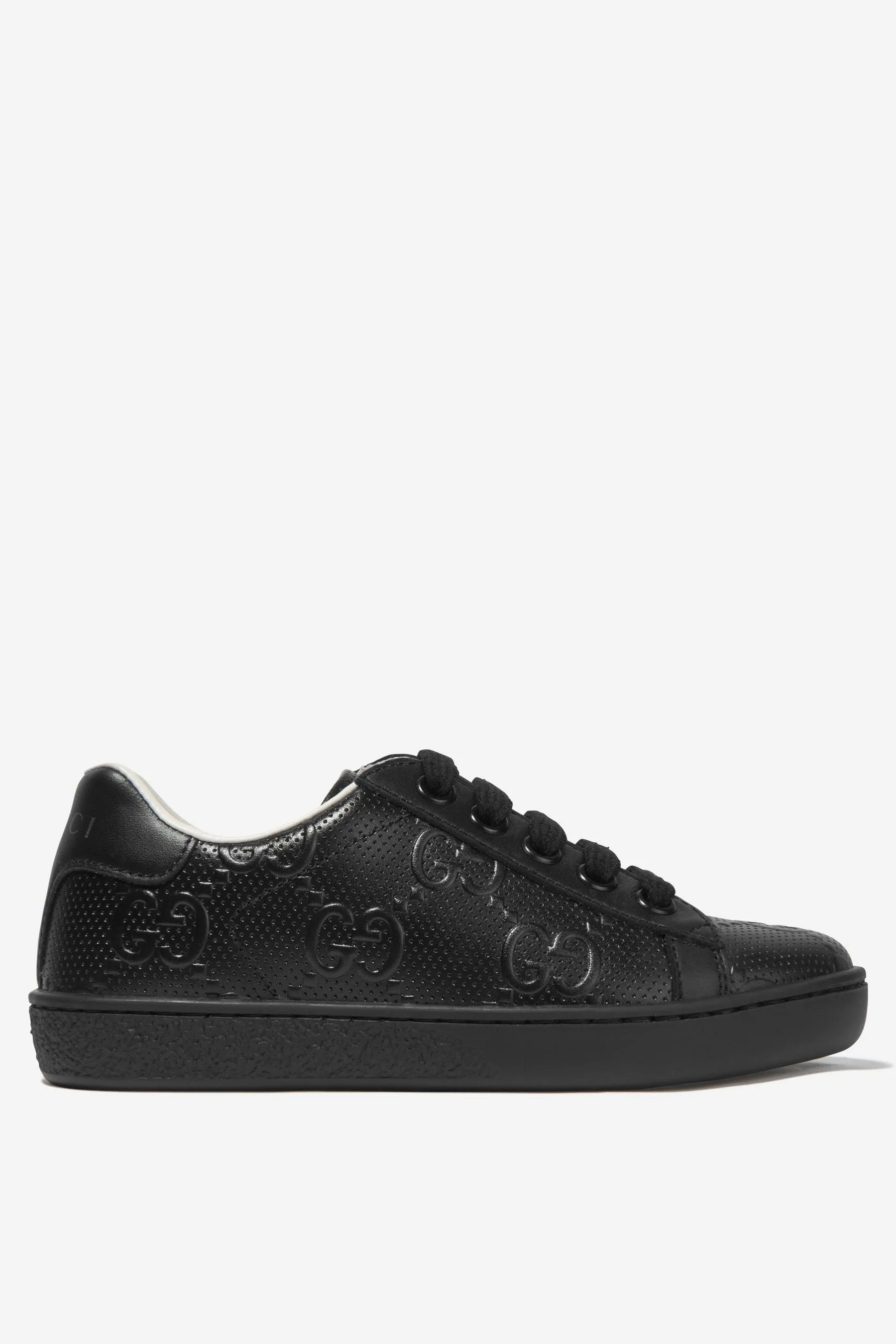 Gucci Kids Leather GG Ace Trainers in Black