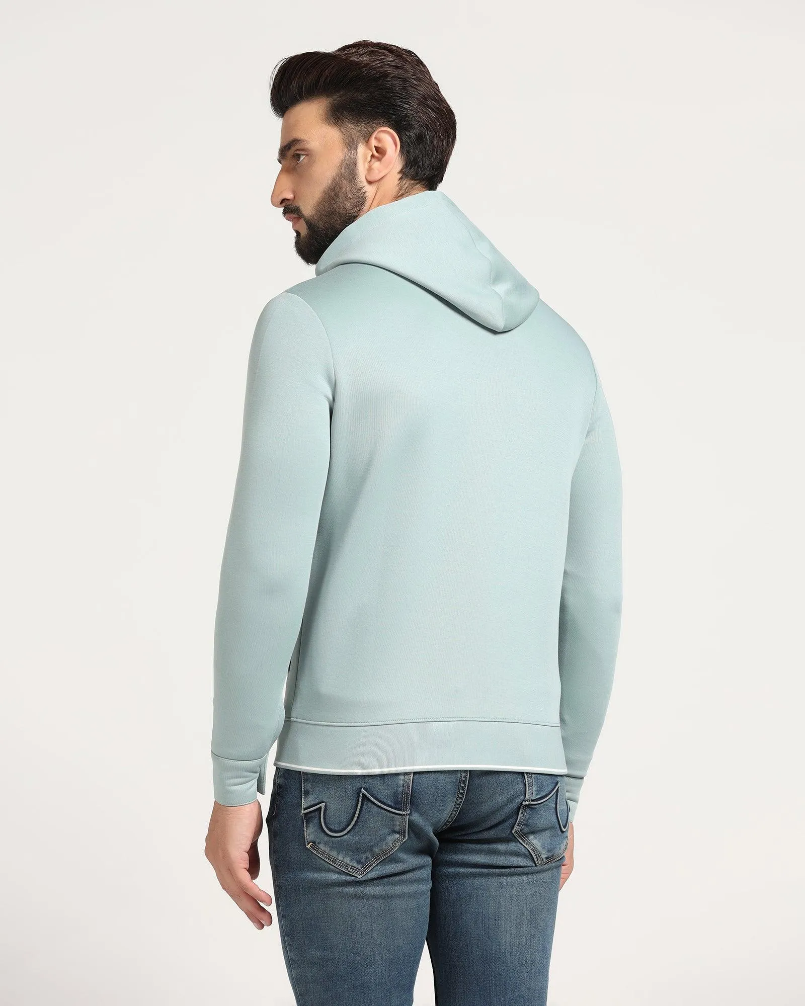 Hoodie Mint Green Solid Sweatshirt - Morgo