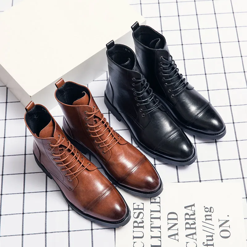 INSTOCK-Men's casual high-top leather shoes