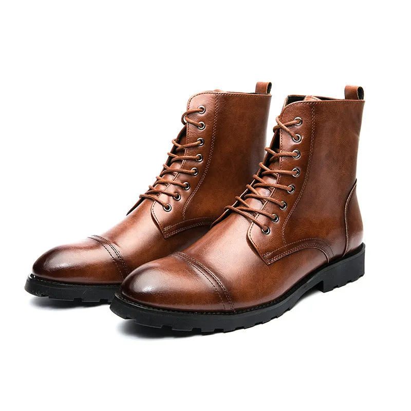 INSTOCK-Men's casual high-top leather shoes