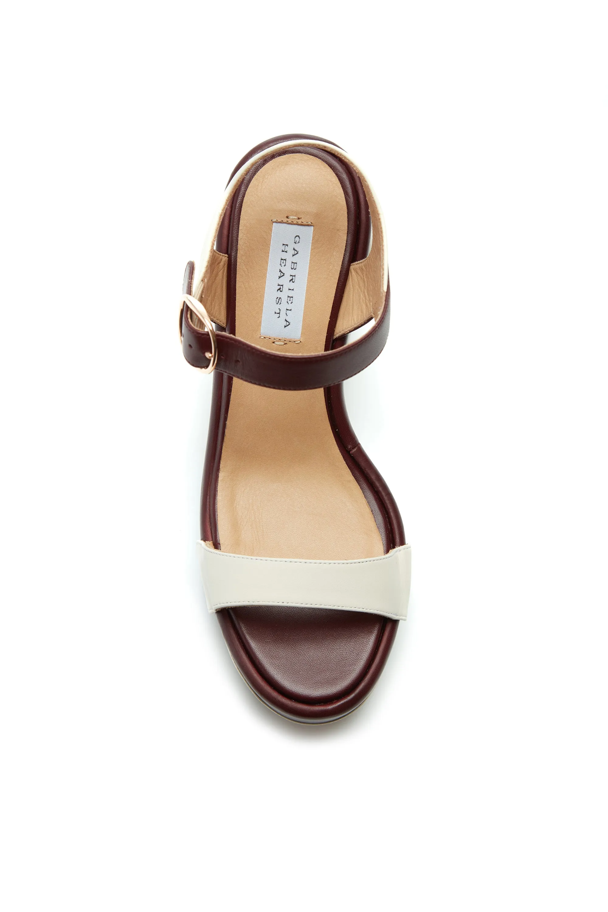 Iris Platform Sandal in Cream Bordeaux Nappa Leather