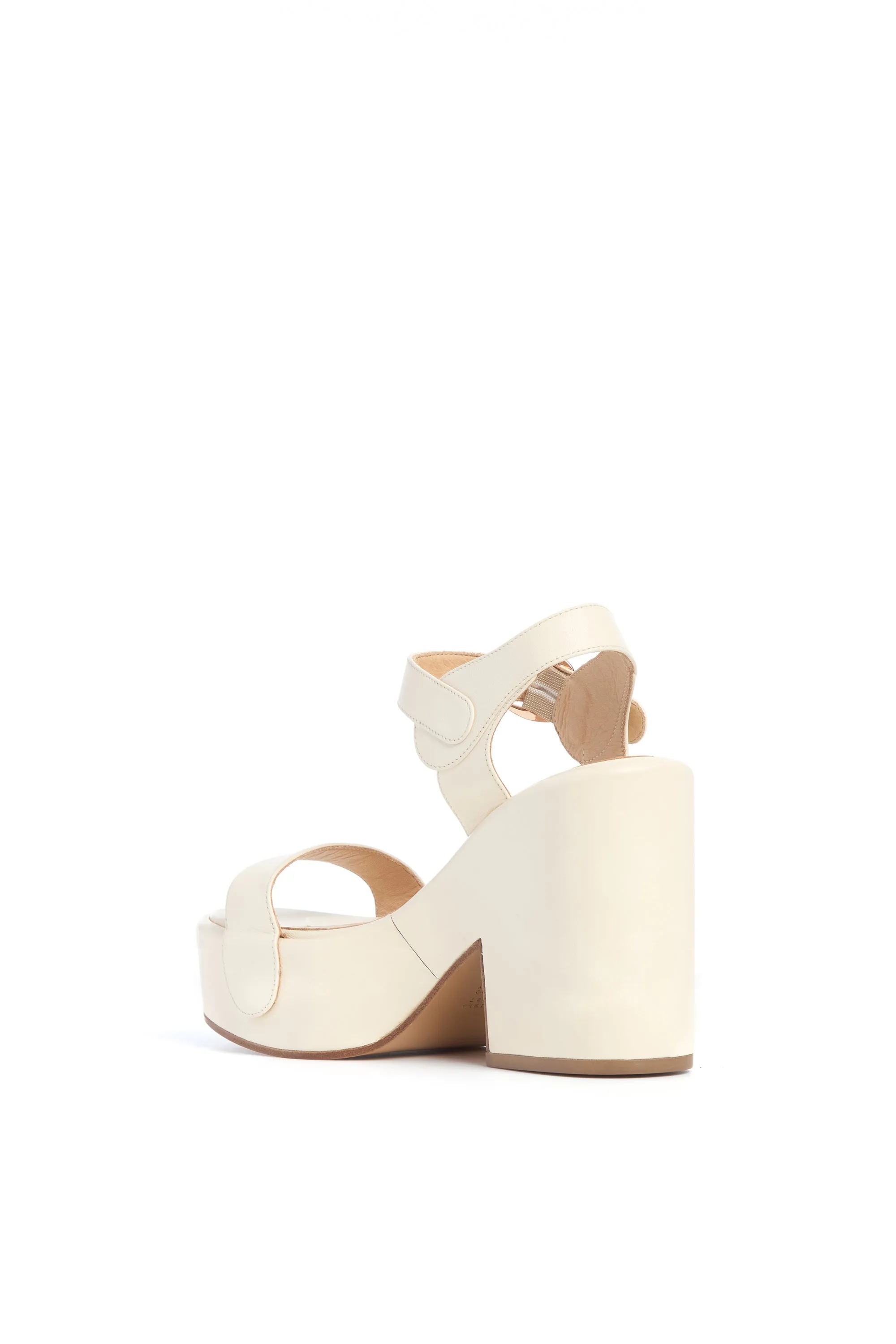 Iris Platform Sandal in Cream Nappa Leather