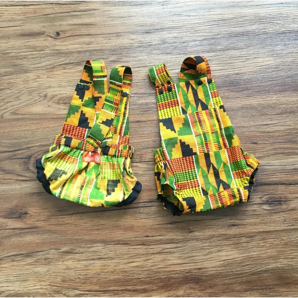 Kente Baby Romper Set with Head Wrap and Shoes