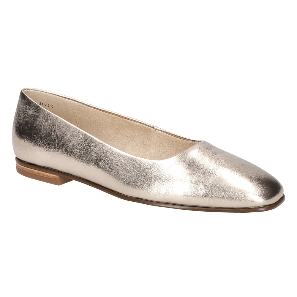 Kimiko Metallic Square Toe Slip On Flats