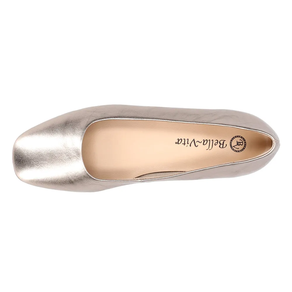 Kimiko Metallic Square Toe Slip On Flats