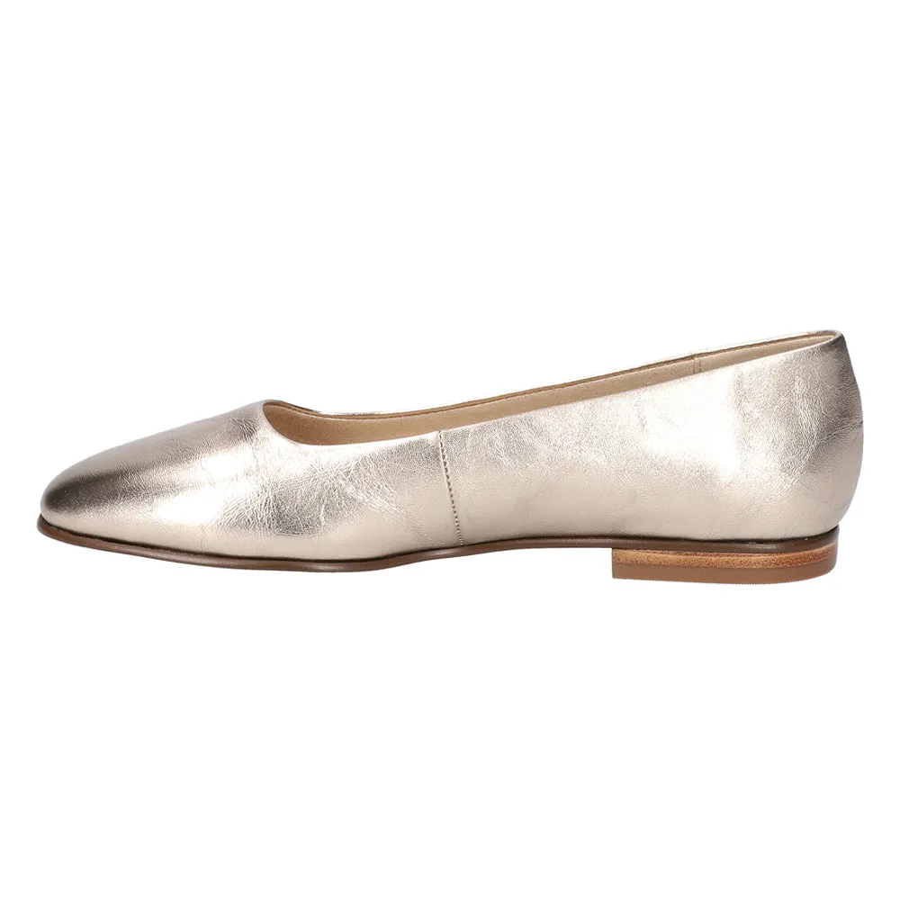 Kimiko Metallic Square Toe Slip On Flats