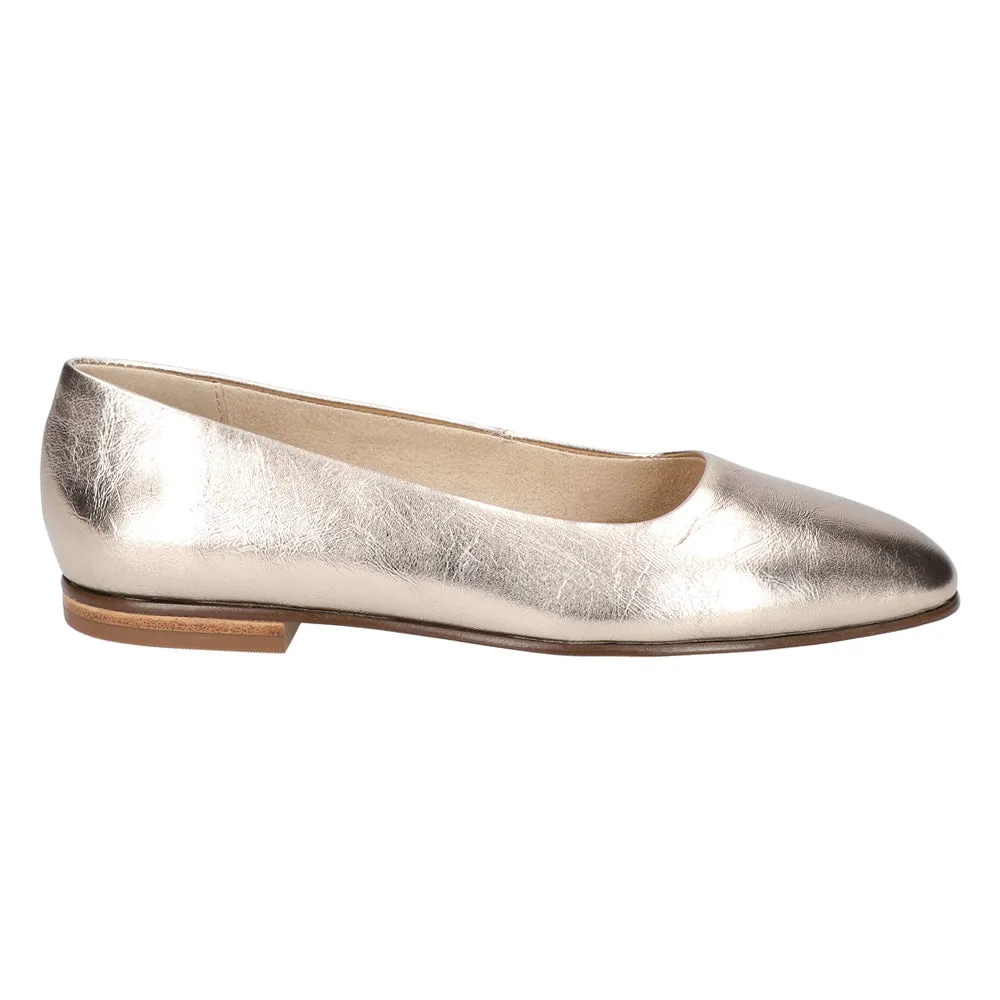 Kimiko Metallic Square Toe Slip On Flats