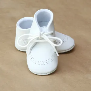 L'Amour Infant Boys White Leather Boot Crib Shoe