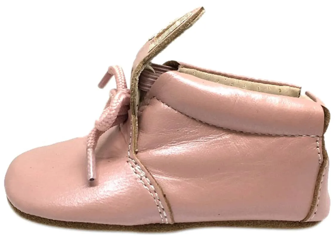 Livie & Luca Girl's Pipkin Light Pink Leather Bunny Slip On Bootie Crib Shoe