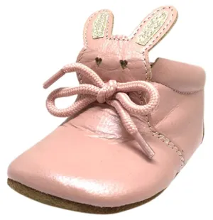 Livie & Luca Girl's Pipkin Light Pink Leather Bunny Slip On Bootie Crib Shoe