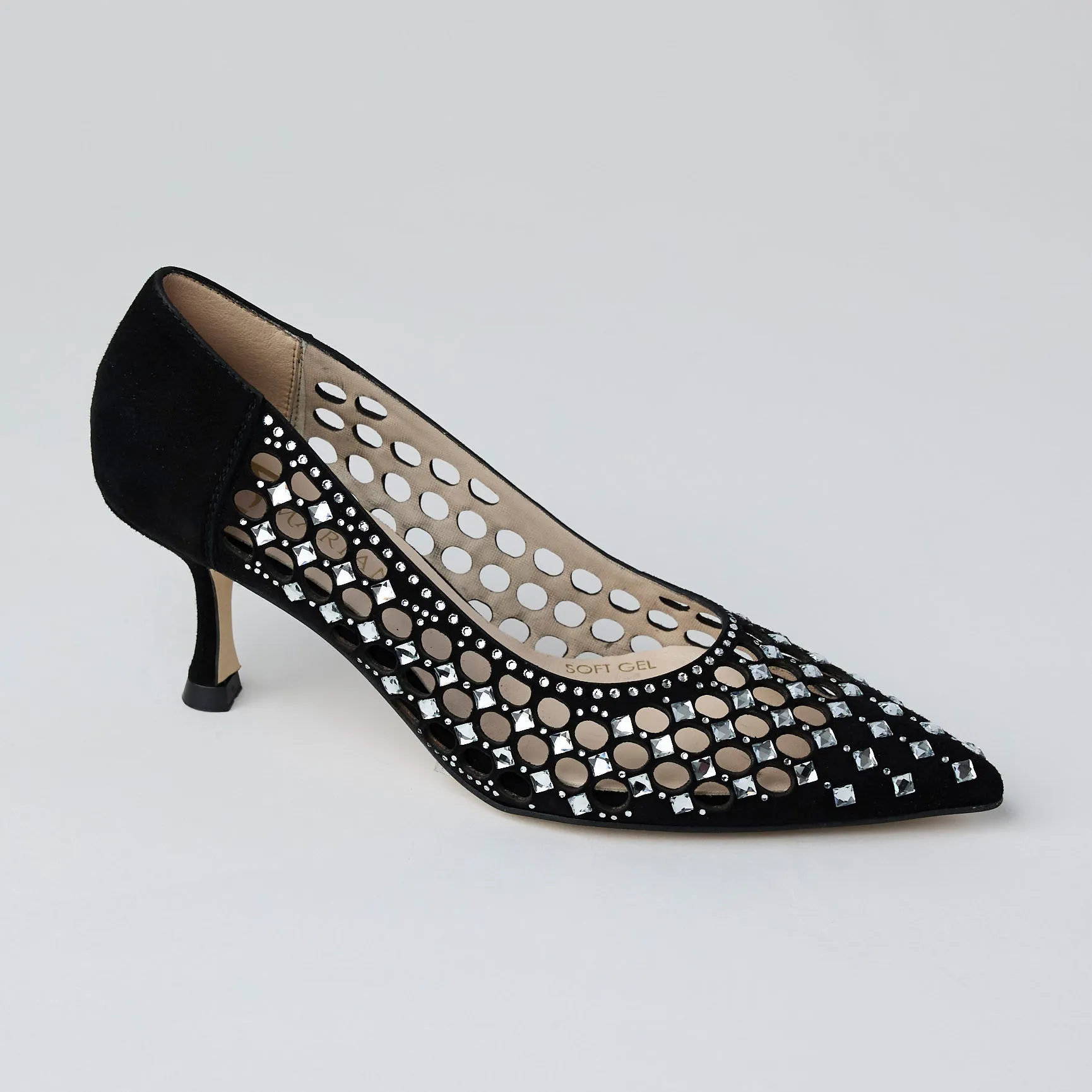 Marian Black Suede Leather Court Shoes