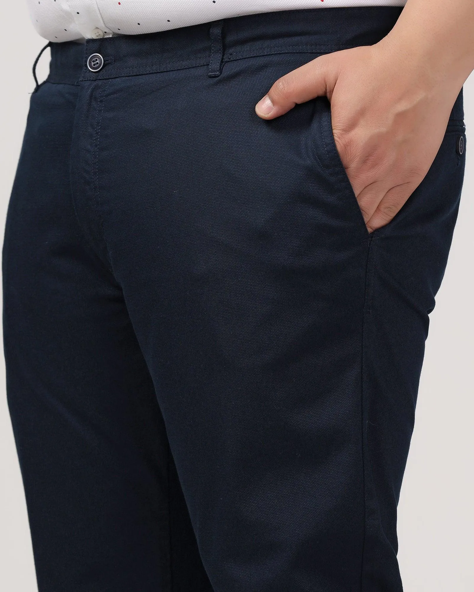 Must Haves Slim Fit B-91 Casual Navy Solid Khakis - Kiler