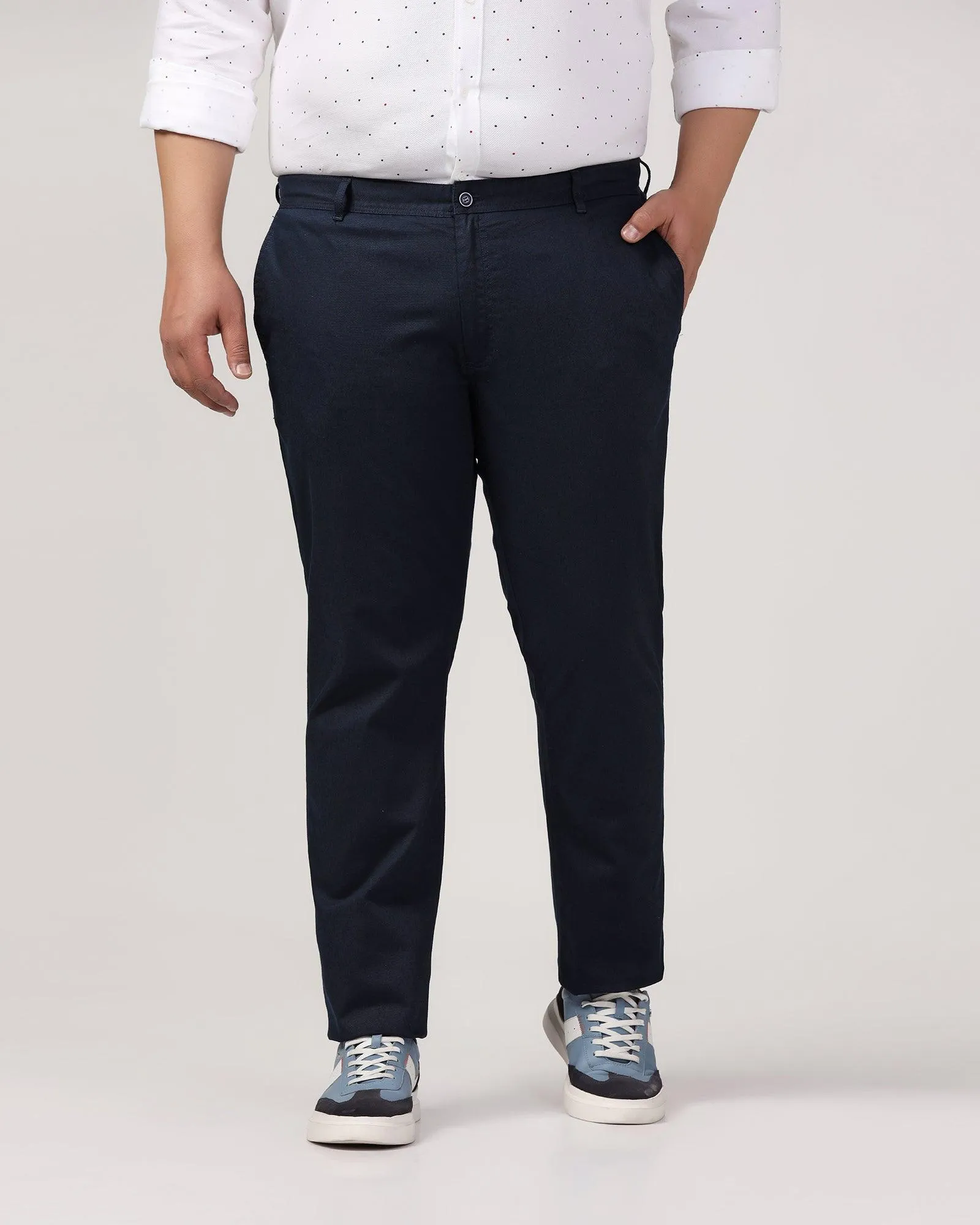 Must Haves Slim Fit B-91 Casual Navy Solid Khakis - Kiler