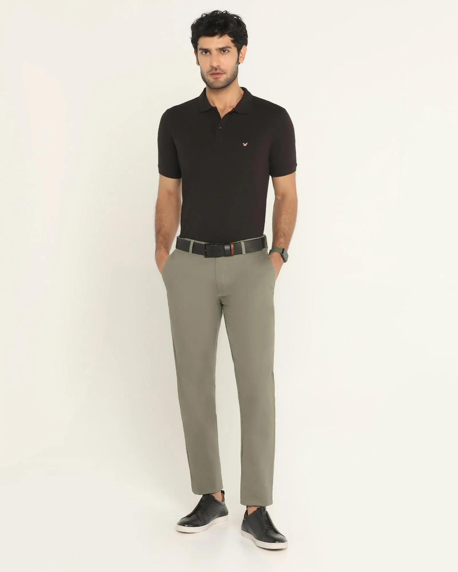 Must Haves Slim Fit B-91 Casual Olive Solid Khakis - Kiler